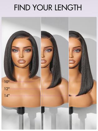 Imagem de Peruca LUVME HAIR Bob 100% cabelo humano, renda frontal, 35 cm, 200% de densidade