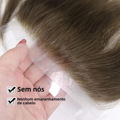 Imagem de Peruca Masculina Ultrafina 0,06mm - Estilo V Frontal com Linha Fina de 15cm - Marrom