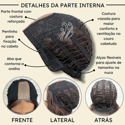 Imagem de Peruca ondulada castanho claro c/ repartição fixa meio cor 4