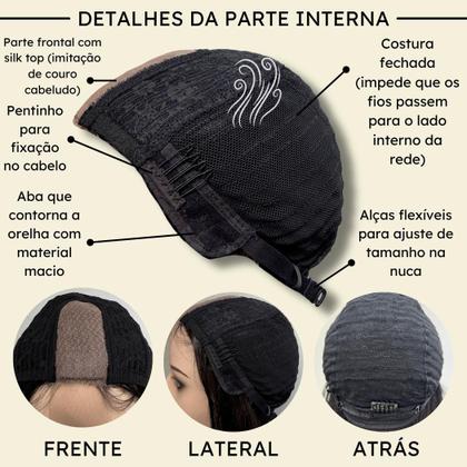 Imagem de Peruca preta lisa com repartição fixa ao meio lace wig 02