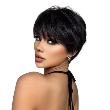 Imagem de Peruca Wig 100% Orgânica Super Natural Lisa Curta Corte Moderno