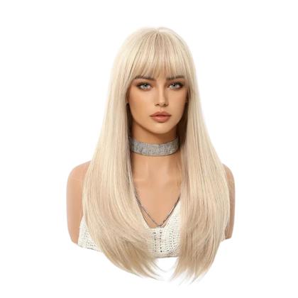 Imagem de Peruca Wig Brilho Natural Loiro Clarissimo Lisa Longa com Franja