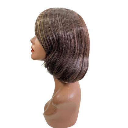 Imagem de Peruca Wig Curta Corte Moderno Castanho com Mechas Com franja