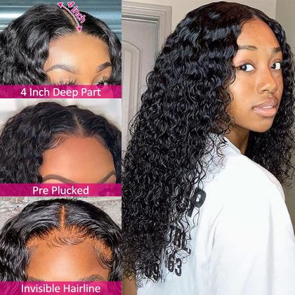 Imagem de Perucas frontais de renda encaracolada Eooma, cabelo humano de 26 polegadas, 150% de densidade