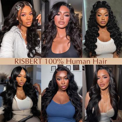 Imagem de Perucas frontais de renda RISBERT 30 polegadas e 200 Density Body Wave