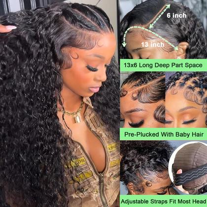 Imagem de Perucas frontais de renda Vnrtkkn 30 polegadas e 200 densidades Deep Wave