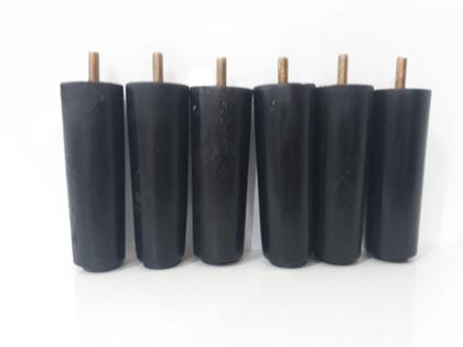 Imagem de Pes Cama Box Madeira Eucalipto 13 cm de Altura Preto Kit com 6 Unidades - Fenix Mendonça