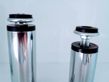 Imagem de Pés Para Móveis Metal , Redondos , Você escolhe a Altura , Com Regulagem. - Kit Com 4 Peças