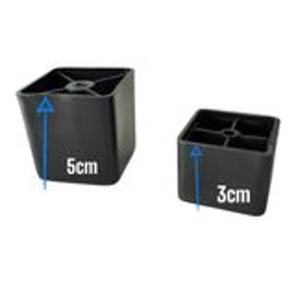 Imagem de Pés Quadrado de Plástico 3cm /5cm, 20 Unidades com Parafusos Ideais para Móveis em Geral