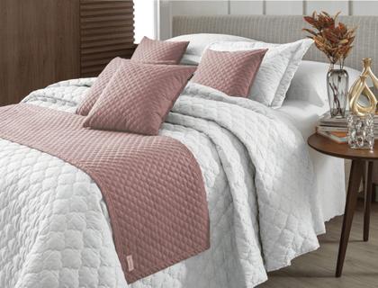 Imagem de Peseira de Cama Veludo Luxor Matelado Cor Rosé 42 cm x 2,00