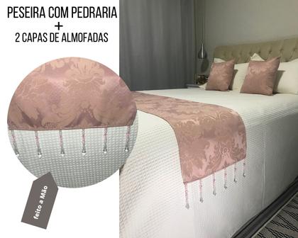 Imagem de Peseira de Pedraria C/ Capas de Almofadas Jacquard tamanho King Size