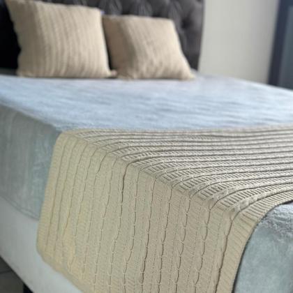 Imagem de Peseira Luxo Para Cama Queen 230cm x 60cm, Poltrona e Sofá em Tricot Modelo Premium