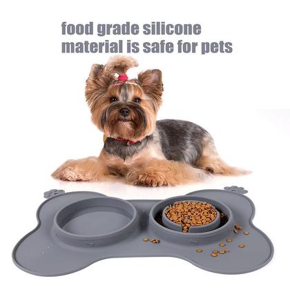 Imagem de Pet Dog Slow Feeder Bowl 3 In 1 Multifunction Dog Fun Food Feed Bowl Prevent Obesity Non Toxic Leak Proof Non Slip Silicone Mat Alimentação de Cães (cinza)