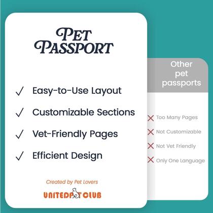 Imagem de Pet Passport United Pet Club Premium em couro PU para animais de estimação