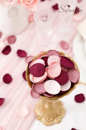 Imagem de Pétalas de rosa de seda Serwalin, 500 unidades para casamentos, rosa bordô