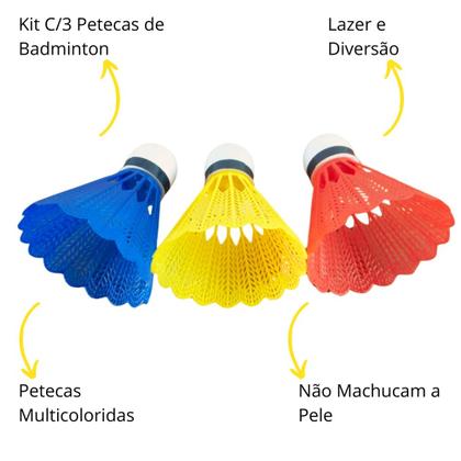 Imagem de Peteca de Badminton C/3 Petecas Coloridas