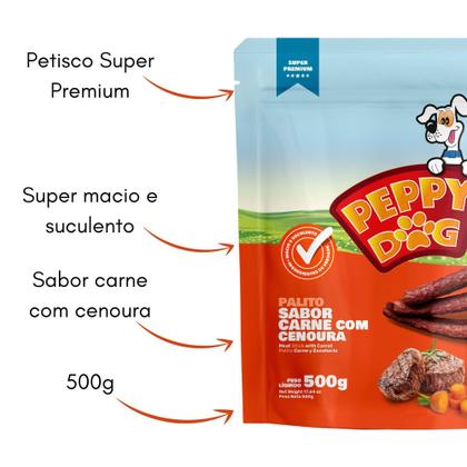 Imagem de Petisco Bifinho Cães Adulto 500G Palitinho Carne e Cenoura Peppy Dog