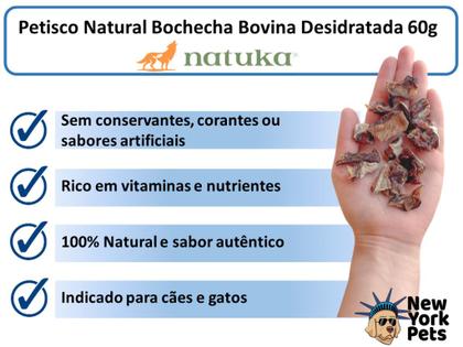 Imagem de Petisco Bochecha Bovina 60g Desidratada Mordedor 100% Natural Para Cães e Gatos - Natuka