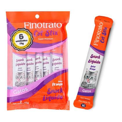 Imagem de Petisco Cremoso para Gatos Sache Finotrato Cat Stix 6un C/15gr Sabor Carne