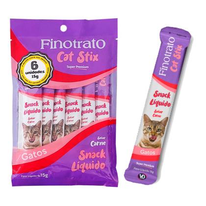 Imagem de Petisco Cremoso para Gatos Sache Finotrato Cat Stix 6un C/15gr Sabor Frango