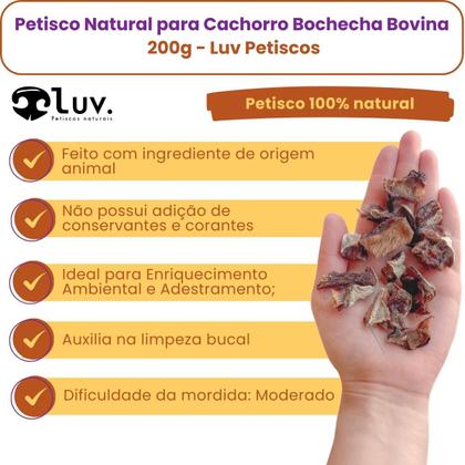 Imagem de Petisco Natural para Cachorro Bochecha Bovina 200g Luv Petiscos