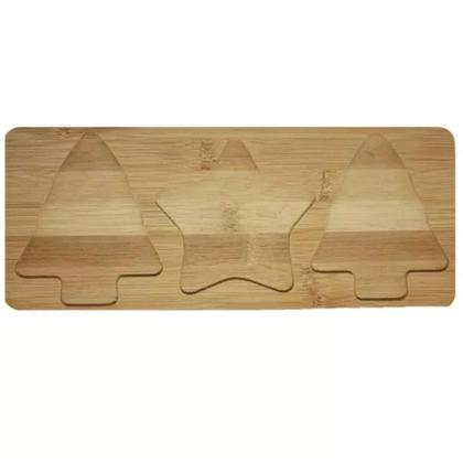 Imagem de Petisqueira 3 Bowl Natalina Bambu 4 PCs 28x12cm Estrela e Pinheiro de Natal