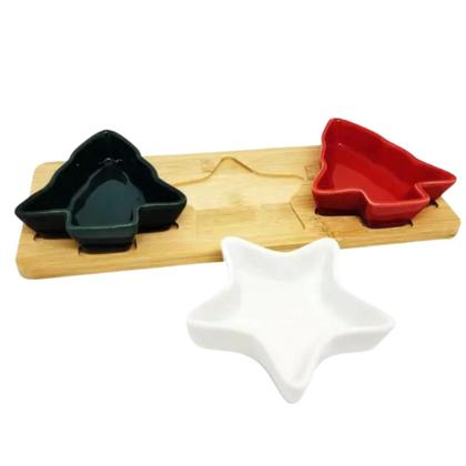 Imagem de Petisqueira 3 Bowl Natalina Bambu 4 PCs 28x12cm Estrela e Pinheiro de Natal