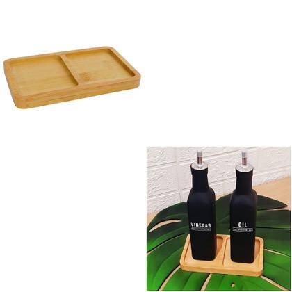 Imagem de Petisqueira Bandeja de Bambu Cozinha Lavabo com 2 Divisórias