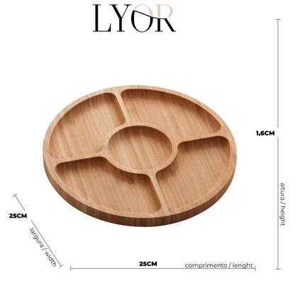 Imagem de Petisqueira C/ 5 Divisórias De Bambu Round  25x25x1,6cm