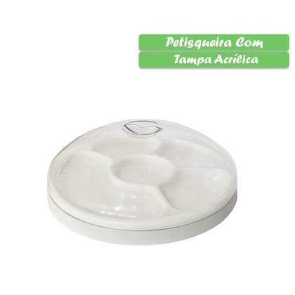 Imagem de Petisqueira Com Tampa Transparente Redonda Servir Salgadinhos Petiscos 5 Divisórias Multiuso