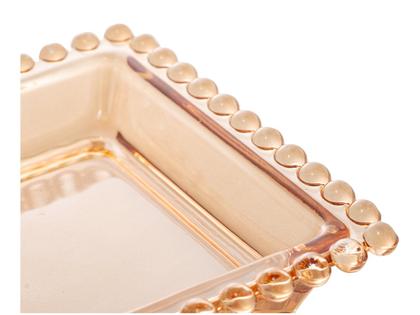 Imagem de Petisqueira Cristal com 3 Divisões Pearl Âmbar 30X13X3cm - Wolff
