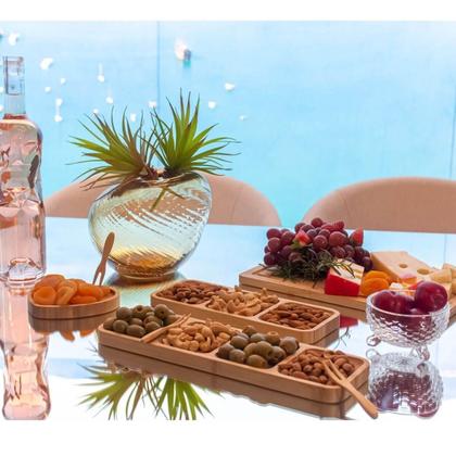 Imagem de Petisqueira de Bambu 4 Divisórias Bandeja 33x10cm Plasvale Servir Entradas Petiscos