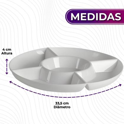 Imagem de Petisqueira de Melamina Premium Leve Resistente Grande com 4 Divisões - 33,5 cm - Bestfer