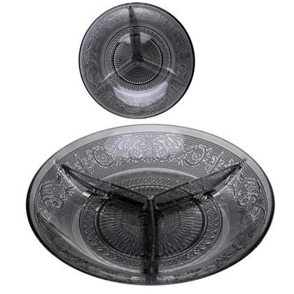 Imagem de Petisqueira de Vidro com 3 Divisórias Angel Fumê 21,5cm - 220618 Lyor