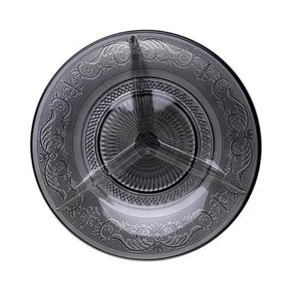 Imagem de Petisqueira de Vidro com 3 Divisórias Angel Fumê 21,5cm - 220618 Lyor
