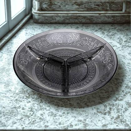 Imagem de Petisqueira de vidro com 3 divisorias angel fume 21,5cm lyor