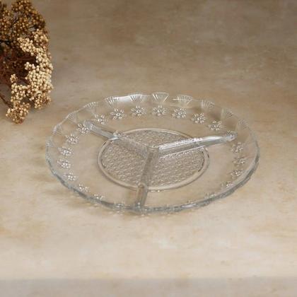 Imagem de Petisqueira de Vidro com 3 Divisórias Floral 19,5cm - Lyor