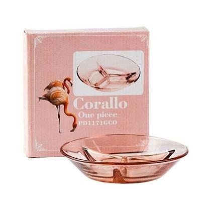 Imagem de Petisqueira de vidro com divisorias cor rosa 3x14cm