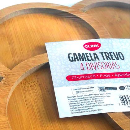 Imagem de Petisqueira Gamela com 4 Divisórias para Churrasco 24cm Tipo Trevo Frios