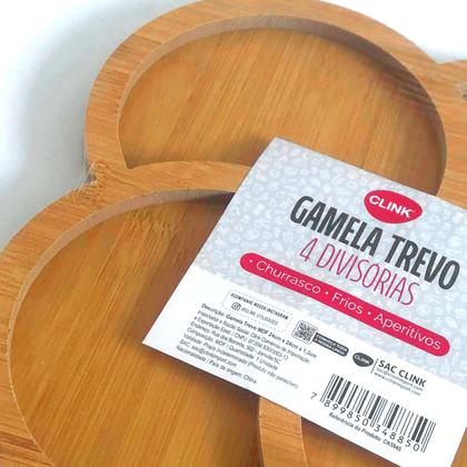 Imagem de Petisqueira Gamela com 4 Divisórias para Churrasco 24cm Tipo Trevo Frios