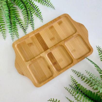 Imagem de Petisqueira Gamela retangular bambu 27 x 17cm 4 divisões