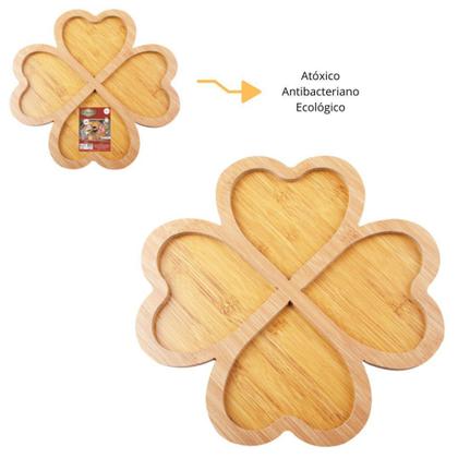 Imagem de Petisqueira Madeira Bambu Coração 4 Divisórias Tábua Frios - ArtHouse