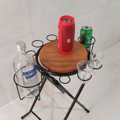 Imagem de Petisqueira Mesinha Dobrável Rústica Em Ferro E Madeira