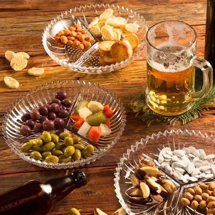 Imagem de Petisqueira Redonda Com 3 Divisória em Cristal Glory Mesa Posta Lyor Lyor Glory