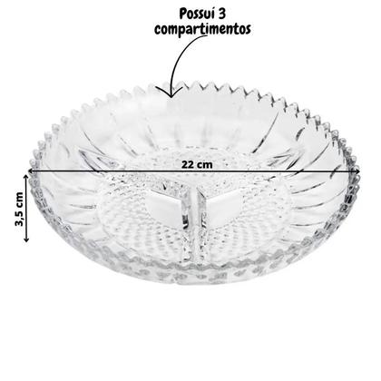 Imagem de Petisqueira Redonda Com 3 Divisória em Cristal Glory Mesa Posta Lyor Lyor Glory