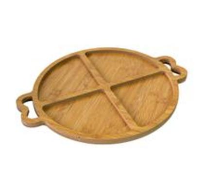 Imagem de Petisqueira Redonda De Madeira C/ 4 Divisórias Com Alça 30cm