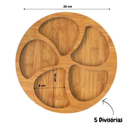 Imagem de Petisqueira Redonda De Madeira Com 5 Divisórias Servir