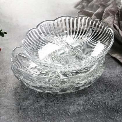 Imagem de Petisqueira Tábua de Frios Redonda com 4 Divisórias em Vidro 18,3cm Para Queijos, Salames, Frios e Aperitivos