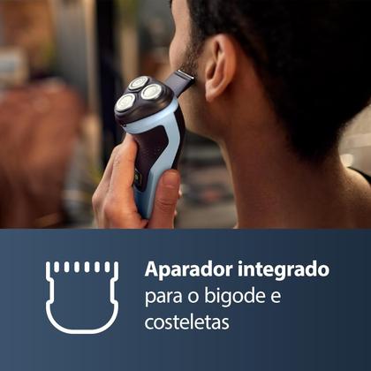 Imagem de Philips Barbeador Elétrico Masculino Uso Seco e Molhado Cabeças flexíveis 3D com Aparador Retrátil X306303