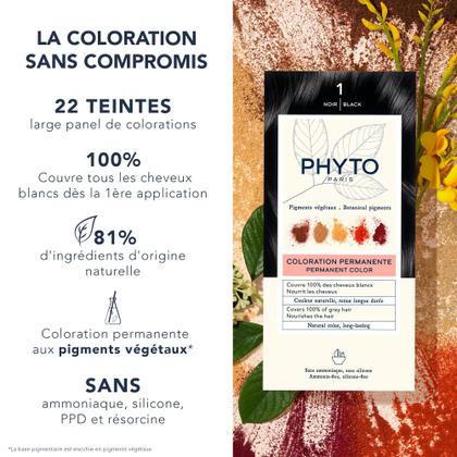 Imagem de Phytocolor Permanent 1 Black 12ml - Tintura de Cabelo PHYTO sem Amônia